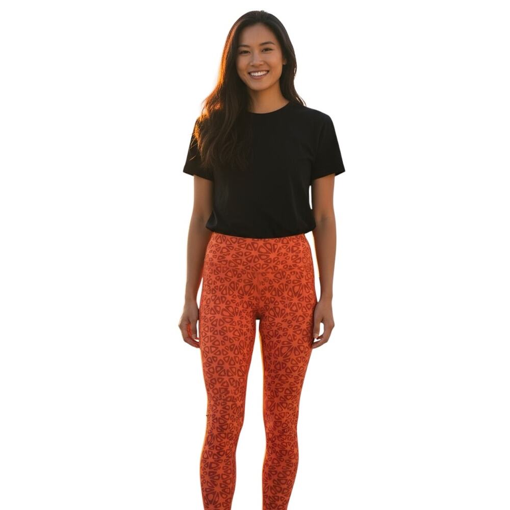Vitality x Cosmopolitan Women’s Leggings – Orange & Red Geometric Print, Size M